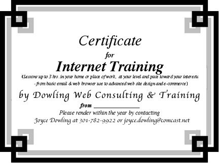 Certificate of Internet training
